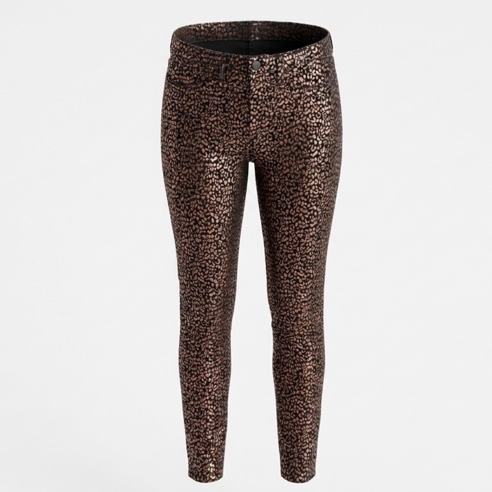 NWT Banana Republic WMNS 30 Metallic Bronze Leopard Print Mid‎ Rise Skinny Pants
